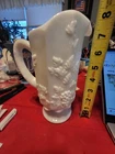 Vintage WESTMORELAND White Milk Glass Footed APX 8" Water Pitcher Paneled Grape