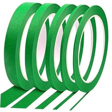 5 Rolls Pinstripe Tape - Masking Tape 1/16", 1/8", 1/4", 1/2", 3/4" - Green