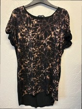 Peacocks Black & Gold Sequin Front Top – UK 8 – Sparkly Party Tee