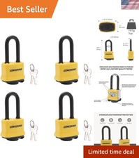 4 Pack Heavy Duty Covered Laminated Steel Padlocks Keyed Alike, Weatherproof ...