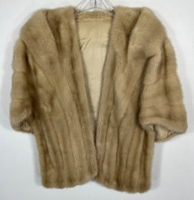 Vintage MINK fur shrug Tan Beige One Size 18" length wrap stole cape
