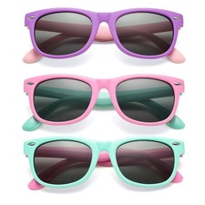 Kids Polarized Sunglasses Set TPEE Rubber Flexible Shades for Girls Boys Age ...