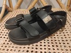 New Day Women's Jonie Black Footbed Sandals Size 9.5 Faux Leather Open Toe — photo 1