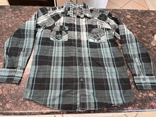 Roar Signature Men Sz L Large Shirt Embroidered Navy Tribal Signature Y2K Style