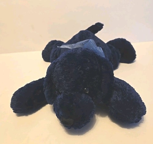 Peluche cucciolo VGN Chosun floppy cane blu navy con fiocco blu 12" raro - Foto 1 di 9