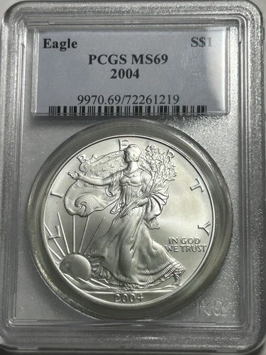 United States Mint 2004 American Eagle 1 oz Silver PCGS MS 69 Coin