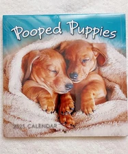 2025 Pooped Puppies Mini Wall Calendar - Cute Sleeping Dogs Photos