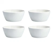 FORTESSA AMANDA EMBOSSED WHITE ROUND PORCELAIN CEREAL BOWL SET OF 4 18 OZ NEW