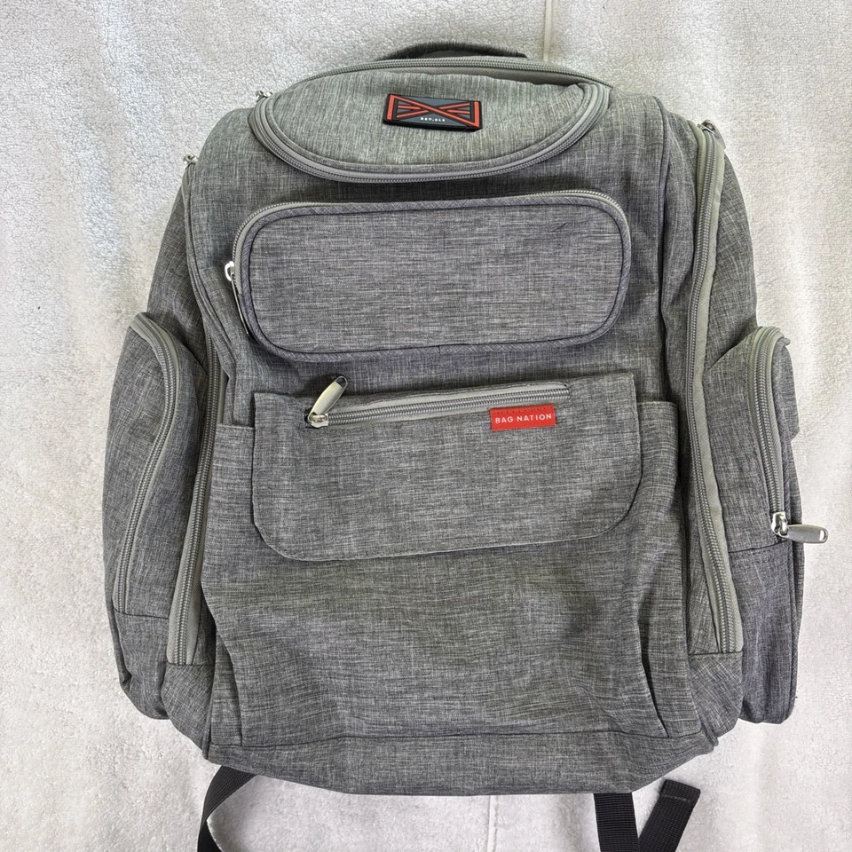 Bag Nation Diaper Bag Backpack With Stroller Straps Black w Blue Interior - Image 2 of 4