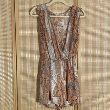 LIBERTY LOVE Womens S Romper Floral Elastic Sleeveless Resort Boho Fairycore