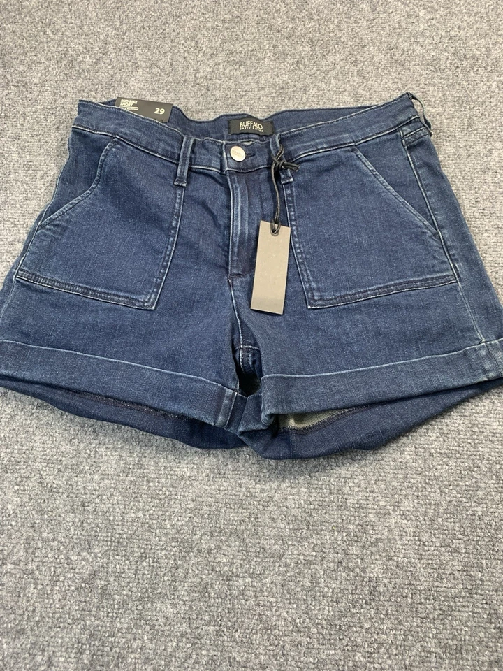 Pantalones Cortos Buffalo Para Mujer 29 Denim Tiro Medio Cortos Azul Informales Bolsillos Exterior Foto 2 de 4