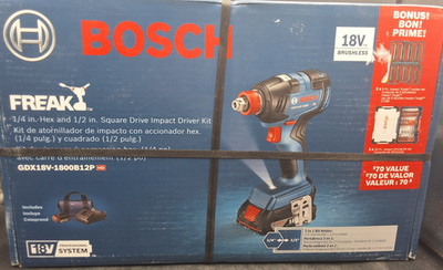 Bosch Freak 18V Brushless Impact Driver Kit Battery Charger New #GDX18V-1800B12P