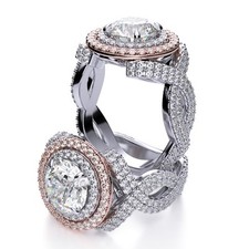 7.20 Ctw Round Cut Infinity Style Two Halo Diamond Engagement Ring G,VVS1 GIA 