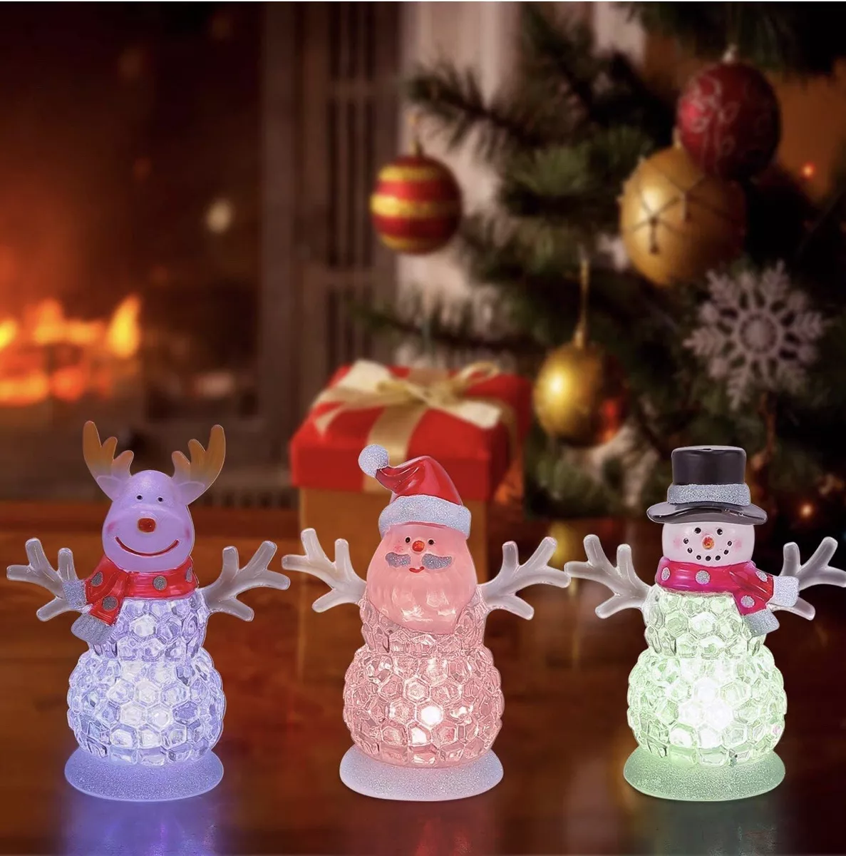 Small Christmas Figurines Battery Operated RGB Color Changing