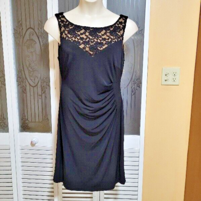 CONNECTED APPAREL LADIES BEAUTIFUL BLACK & FLORAL LACE DRESS - SIZE 12