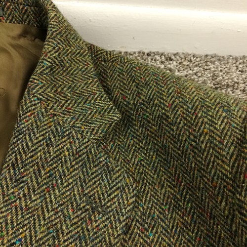 Magee Tweed Sport Coat Blazer Jacket Wool Herringbone Green Flecked 48R *Flaw - Picture 3 of 15