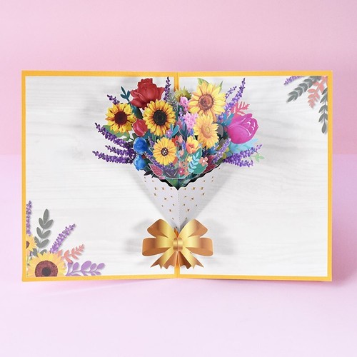 Sunflower Bouquet 3D Pop-up Card with Envelope - Picture 2 of 6