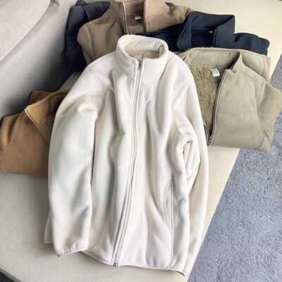 Damen Dick Kunst Wolljacke Doppellagig Shaker Vlies Warm Stehkragen Mantel 