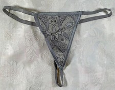 Vintage Gray Silver G-String Thong Paisley Woven Tapestry Size XL