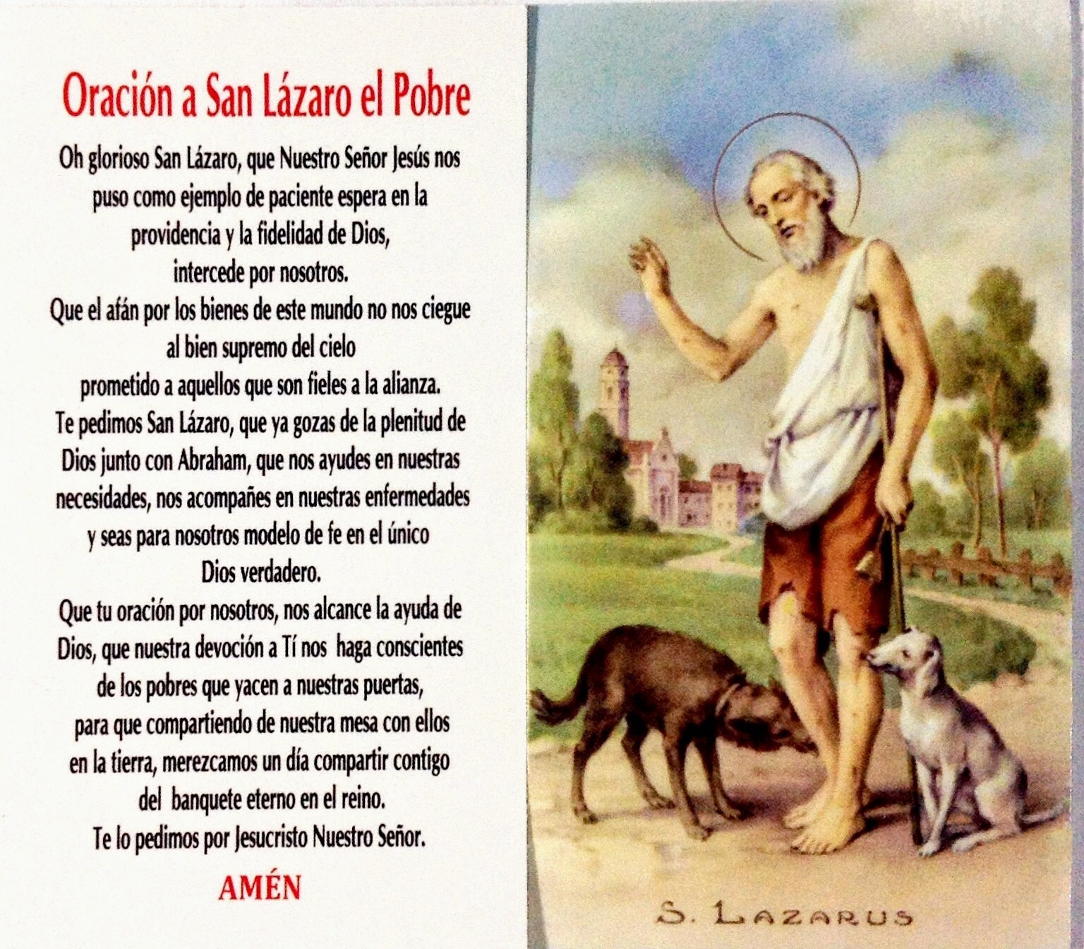 6 San Lazaro Estampa Oracion Laminada Babalu Aye Spanish Prayer Saint