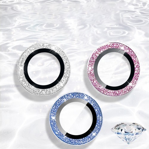 Glitter Metal Ring Glass Lens Protector Film For iPhone 15 14 Pro Max 13 12 11 - Photo 6 sur 19