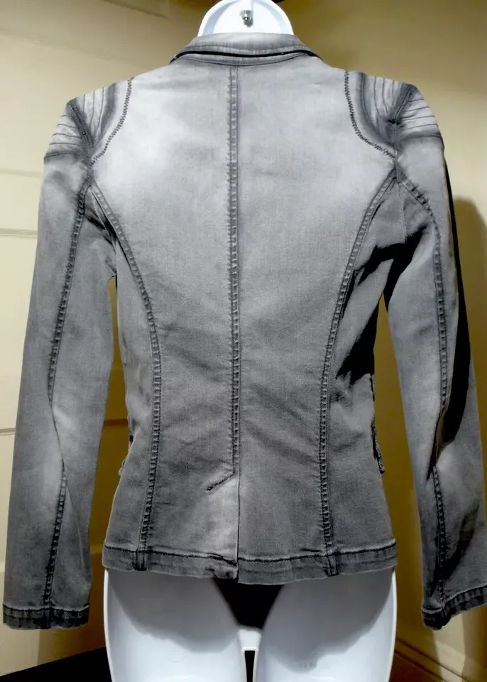 Chaqueta Blazer Informal SISLEY Para Mujer Gris Envejecido Ajustado Elastizada Talla 40/S COMO NUEVA Foto 2 de 4