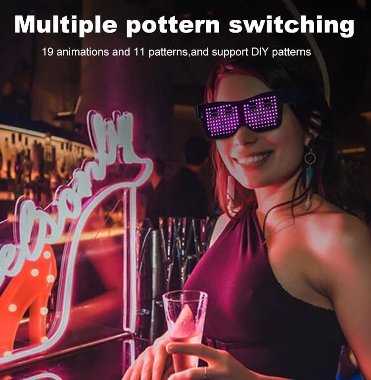 Gafas LED, gafas de fiesta, gafas Bluetooth personalizables, Foto 3 de 4