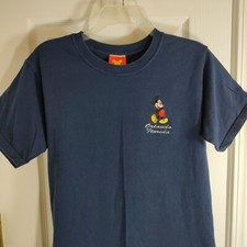 Vtg Disney Orlando Florida Mickey Mouse T Shirt Navy Blue Embroidered Sz Small