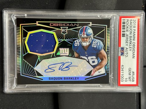 2018 Panini Obsidian Saquon Barkely Rookie Auto Jersey 6/100