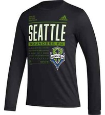 NWT Adidas Seattle Sounders FC MLS DNA Long Sleeve Tee Shirt Men's XL Black New