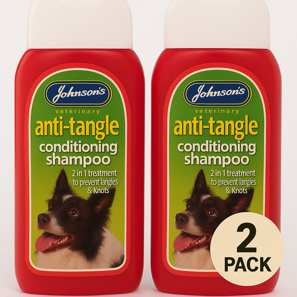 Johnsons Anti-Tangle Dog Shampoo 200ml x2 Pack - Conditioning & Detangling