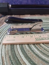 Ace Cadet Liftop Stapler Model 302 Chrome Black Top Vintage Made in USA