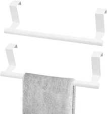 Cabinet Door Towel Bar, Dish Rack for Cabinet, Stainless 2*small White 