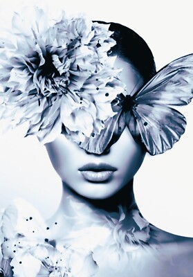 Frau mit Blumen. Fotodruck 20x30 cm glänzend, elegant Glamour Fashion Luxus Stil