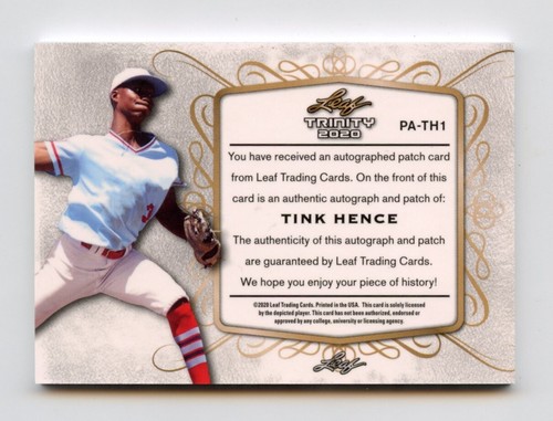2020 Leaf Trinity Logoman Patch /5 Autographs TINK HENCE AUTO RC CARDINALS - Picture 2 of 2