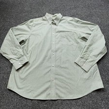 Eddie Bauer Shirt Mens Size XL Green Striped Wrinkle Resistant Button Up Cotton