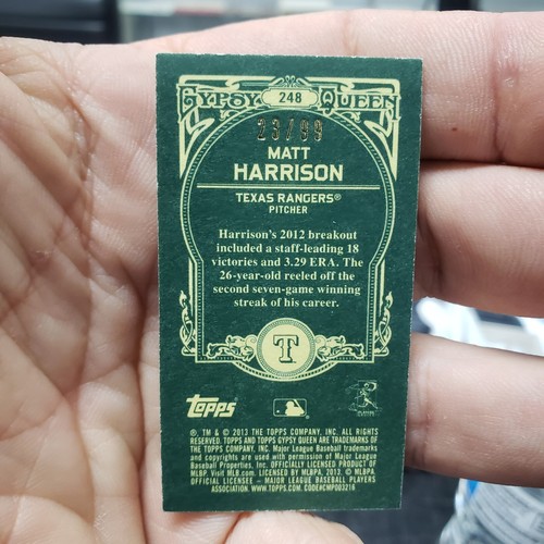 2013 Topps Gypsy Queen Mini Green Matt Harrison # 248 #ed 23/99 - Picture 2 of 2