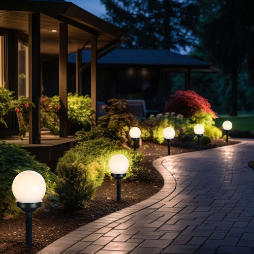 3er Set LED Außen Solar Leuchten Kugel Design Garten Veranda Steck Strahler - Bild 7 von 12