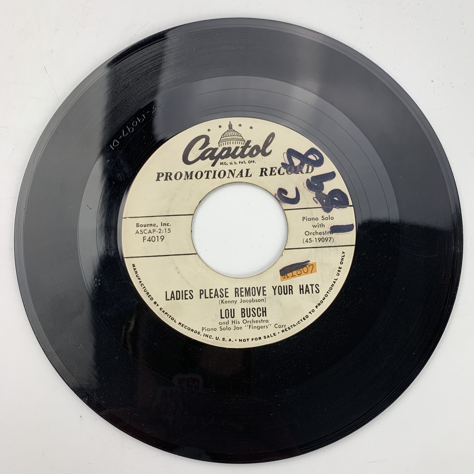 Lou Busch Ladies Please Remove Your Hats / Young Enough Record 45 RPM Vinyl