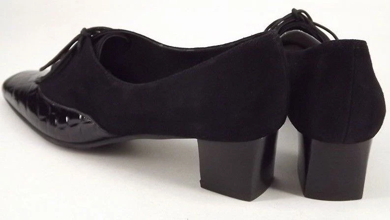 New MEZZO V ANELI Women Suede Patent Blk Loafer Pump Oxford Lace Up Shoe Sz 6 N - Image 4 of 4