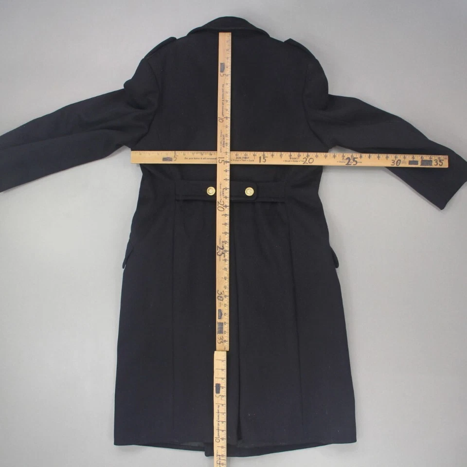 Abrigo de vestir largo militar de doble botonadura para hombre talla 22? Botones de oro azul marino Foto 3 de 4