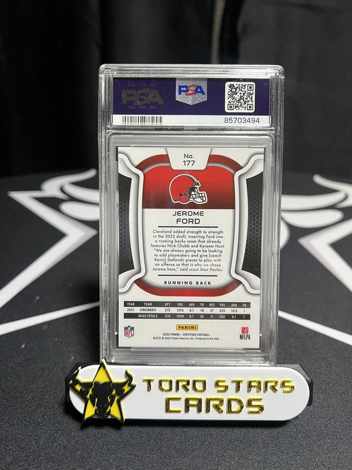 2022 PANINI CERTIFIED JEROME FORD PSA 10 MIRROR TEAL FOTL /20 BROWNS - Image 2 of 3