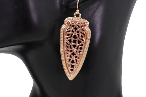 Women Hook Earring Rose Gold Color Metal Arrowhead Viking Hunter Fashion Jewelry - Picture 7 of 12