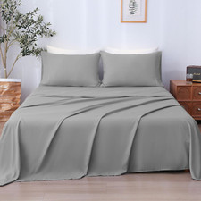 Queen Sheet Set 4 Pieces,Gray Ultra Soft  Breathable Microbifer Sheets, 1600 Th