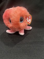 2022 TY Puffies SHELDON the Coral Octopus 4 Inch Stuffed Puff Ball Plush MWMTS