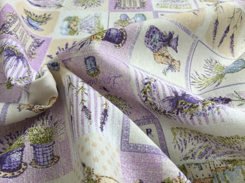 Tende floreali stampa lavanda francese tessuto cotone imbottitura 280 cm EXTRA LARGHE - Foto 3 di 5