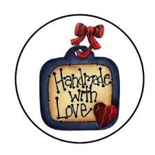 48 HANDMADE WITH LOVE ENVELOPE SEALS LABELS STICKERS 1.2" ROUND