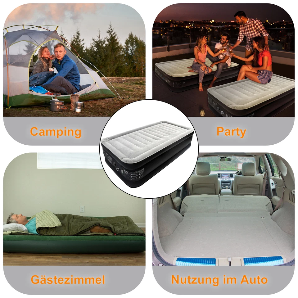 Luftbett selbstaufblasend Gästebett Luftmatratze mit Pumpe Reisebett 1/2 Person - Bild 4 von 4