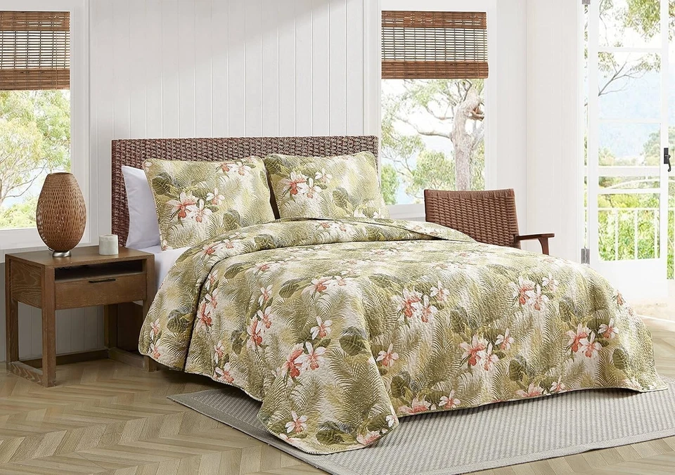 Topical Orchid Collection Quilt Set-100% Cotton, Reversible, Ideal for All Se... - Image 2 of 4