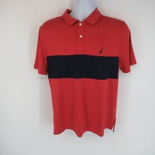 Nautica Men's Red Polo Shirt With Blue Stripe Small NWT 69.50